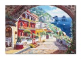 Cumpara ieftin Tablou pictat manual living, dormitor, Colt de rai, stilizat, 70x50cm ulei pe panza in cutit, efect 3D, Magnific