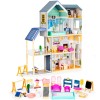 Casă Păpuși Mare Lemn Homelux Maya Rezidență 28 Piese Mobilier, 4 Niveluri, +3 Ani, Fete