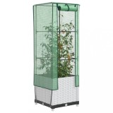 Strat &icirc;nălțat cu husă de seră, aspect ratan, 40x40x139 cm