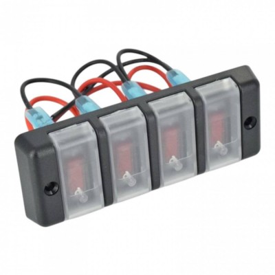 Panou 4 butoane intrerupatoare iluminate 12V 13cm x 5cm foto