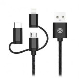 CABLU 3IN1 USB-LIGHTNING-UCB-C-MICRO USB 1M 1.5A - NEGRU