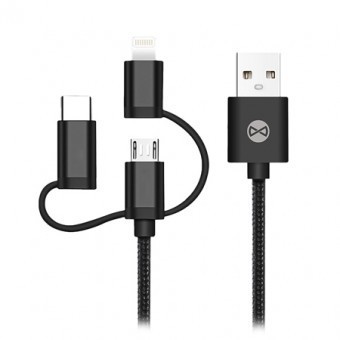 CABLU 3IN1 USB-LIGHTNING-UCB-C-MICRO USB 1M 1.5A - NEGRU foto