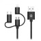 CABLU 3IN1 USB-LIGHTNING-UCB-C-MICRO USB 1M 1.5A - NEGRU