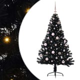 vidaXL Pom de Crăciun artificial pre-iluminat Negru 150 cm PVC 3397130
