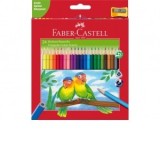 Creioane colorate triunghiulare + ascutitoare eco Faber-Castell 24 culori/set