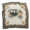 Esarfa satin Carriage alb verde cu imprimeu elegant