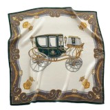 Cumpara ieftin Esarfa satin Carriage alb verde cu imprimeu elegant