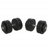 HOMCOM Gantere Reglabile de 50 kg pentru antrenament cu 12 Discuri Cauciucate, 8 x 5 kg si 4 x 1.5 kg, negru| Aosom Romania