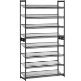 SONGMICS Raft pentru pantofi suprapozabil, pe 8 nivele, din metal, cu rafturi reglabile, pentru 32-40 perechi, 31x 92x163cm, negru Household NewTrend