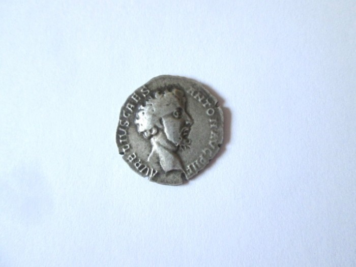 Rară! Monedă antică romană argint Marcus Aurelius 157?:Denarius-COS II 145-160 A.D.? Diametrul=18-19 mm,greutate=1,60 grame
