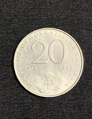 Moneda 20 mărci Germania DDR 1973 foto