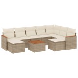 Cumpara ieftin Set canapele de gradina cu perne, 10 piese, bej, poliratan