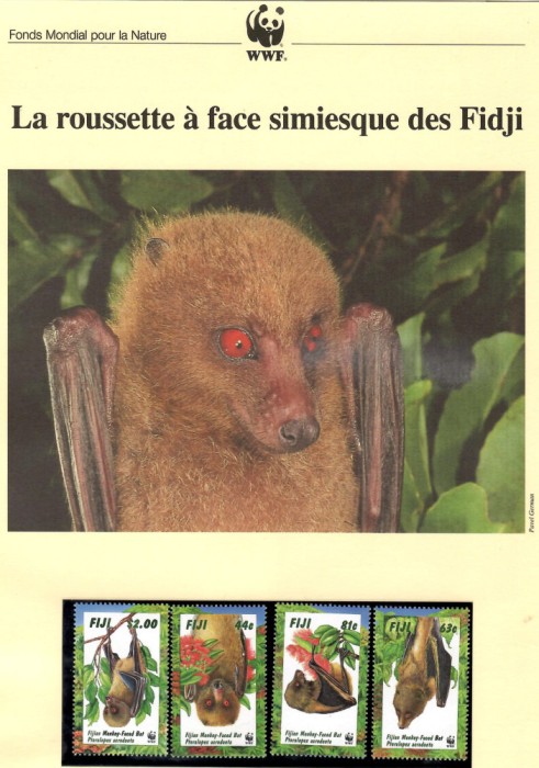 Fiji 1997 - Liliacul cu față de maimuță, Set WWF, 6 poze, MNH, (vezi descrierea)