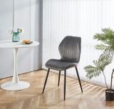 Scaun de living si bucatarie cu cadru metalic, AB104, tapiterie velvet, 89x48x43 cm,100 Kg, Gri