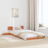 vidaXL Cadru de pat pe podea cu măsuțe de noapte Maro cerat 90x200cm Lemn masiv