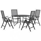 Cumpara ieftin Set scaune de gradina rabatabile, 5 buc., antracit, otel vopsit