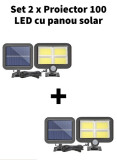 Cumpara ieftin Proiector 100 LED cu panou solar, senzor de miscare, rezistent la apa