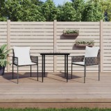 VidaXL Set mobilier de grădină cu perne, 3 piese, poliratan și oțel