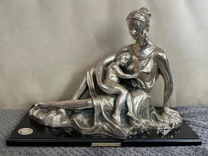 STATUETA Laminata ARGINT 925 - &quot;Protectie Materna&quot; - OTTAVIANI - 100g. - Vintage !