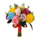 Buchet flori personalizabil, Eventissimi - 17 Trandafiri curcubeu