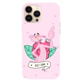 Husa compatibila cu Apple iPhone 15 Pro Max, Viceversa, model Pink Panther EST 1964 , Silicon, TPU, Transparent, Carcasa