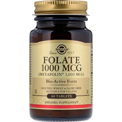 FOLATE (AS METAFOLIN) 1000mcg tabs 60tb SOLGAR foto