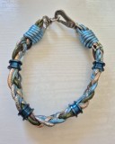 Zgardă de lux c&acirc;ini Gabi Weisner originală, piele &icirc;mpletită metallic-mix, 44 cm