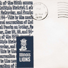 Plic LIONS CLUB, Peoria, S.U.A., 22 Mai 1970