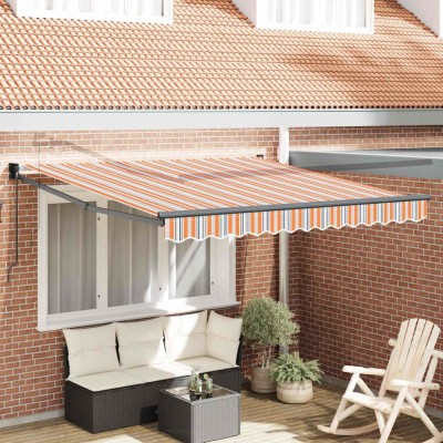 vidaXL Copertină Dungi Manual Multicolour 3 x 2,5 m Poliester și metal 3330007 foto