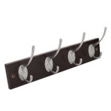Cuier de perete din lemn, 8 carlige, maro inchis, 34.5x1.2x7cm, CMCLASS