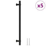 Cumpara ieftin Manere de dulap, 5 buc., negru, 224 mm, otel inoxidabil