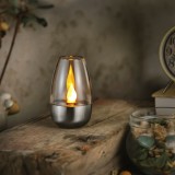 Lampa solara LED tip lumanare cu efect flacara, lumina calda, decor gradina terasa exterior