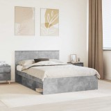 vidaXL Cadru de pat cu headboard Beton 140 x 190 cm Lemn compozit 3407871