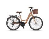 Bicicleta City Umit Alanya, roata 28 , 21 viteze, culoare auriu negru, cadru din otel