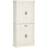Bufet de bucatarie HOMCOM cu 2 dulapuri cu 2 usi si sertar, din lemn 80x35x180cm alb | Aosom RO