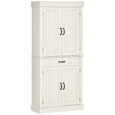 Bufet de bucatarie HOMCOM cu 2 dulapuri cu 2 usi si sertar, din lemn 80x35x180cm alb | Aosom RO
