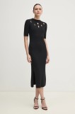 Dkny rochie culoarea negru, midi, mulată, P5AUAU74