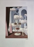 Rene Magritte - Face in the clouds (litografie originala)
