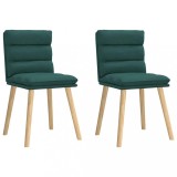 VidaXL Scaune de bucătărie, 2 buc., verde &icirc;nchis, material textil