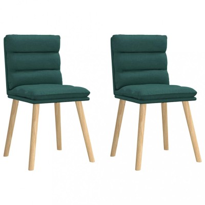 vidaXL Scaune de bucătărie, 2 buc., verde &amp;icirc;nchis, material textil foto