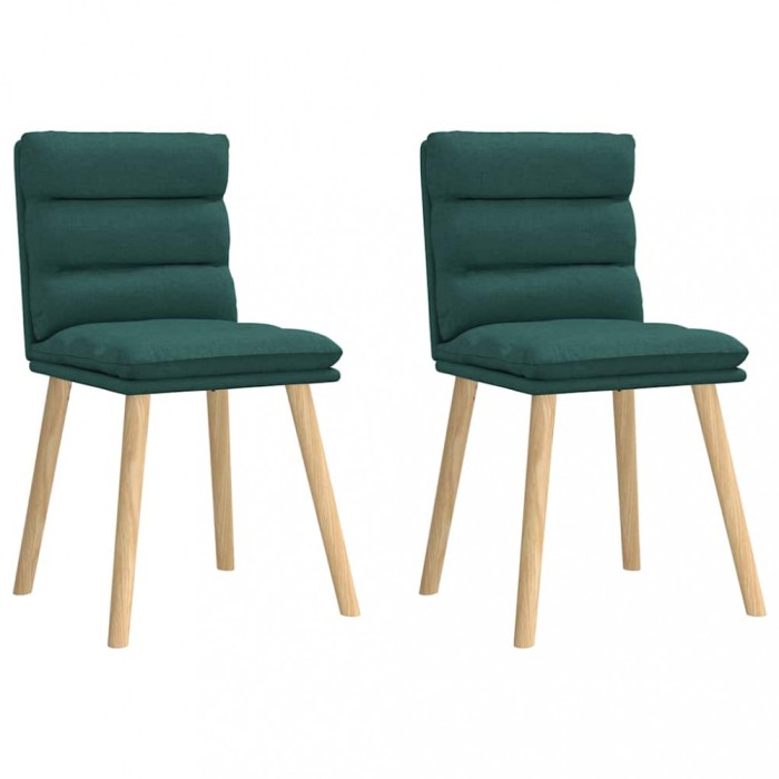 vidaXL Scaune de bucătărie, 2 buc., verde &icirc;nchis, material textil