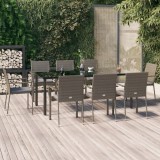 VidaXL Set mobilier de grădină cu perne, 9 piese, negru/gri, poliratan
