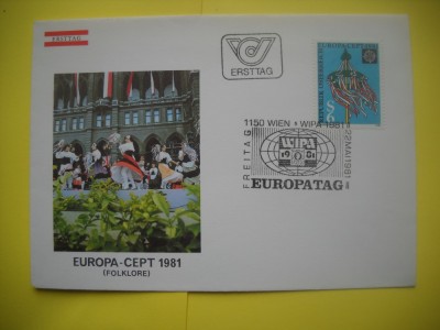 HOPCT PLIC FDC S NR 85 COSTUME / FLOCLOR AUSTRIA -EUROPA CEPT 1981 foto