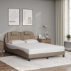 VidaXL Cadru de pat cu tăblie, cappuccino, 140x190 cm, piele ecologică 3208093