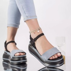 Sandale cu platforma despina albastru-deschis piele ecologica, 40