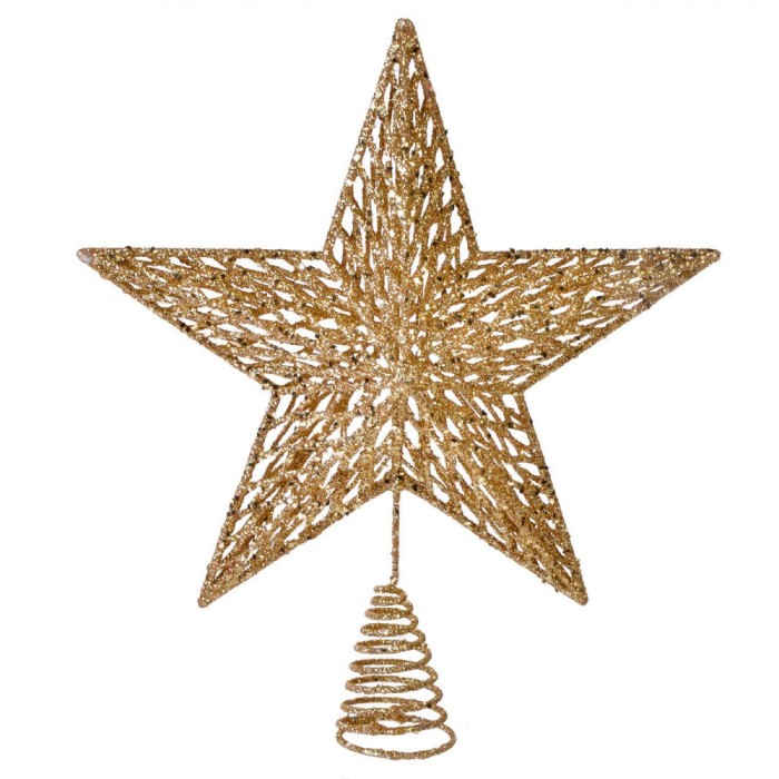 V&acirc;rf Brad Splendor Stea 3D, Auriu, 33cm, Glitter