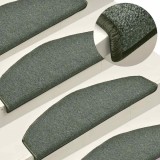 vidaXL Covorașe pentru scări, 15 buc., 65x24x4 cm, verde &icirc;nchis, semirotunde, mari 322361