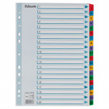 Separatoare Index din Carton Esselte Mylar, A4, Tip Index 1-20, Taste Laminate, Multicolor, Separator Index, Separatoare Carton Index, Separatoare Ess