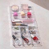 Set Organizator Sertare 8 piese (1 cu 6 compart. 21x9x5cm, 1 cu 3 compart.21x9x5cm, 1 de 21x9x5cm, 2 de 10,5x9x5cm, 3 de 7x9x5cm), Acril, Transparent