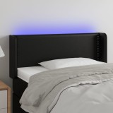 vidaXL Tăblie de pat cu LED, negru, 103x16x78/88 cm, piele ecologică